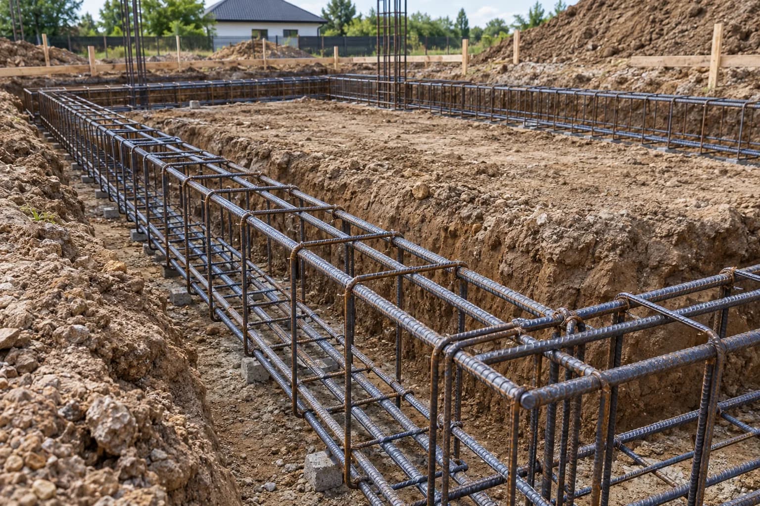 Zbrojenie stalowe ławy fundamentowej